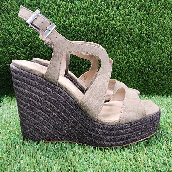 CHARLES by Charles David Taupe Suede Wedge Espadrilles | NEVER WORN - Picture 2 of 4